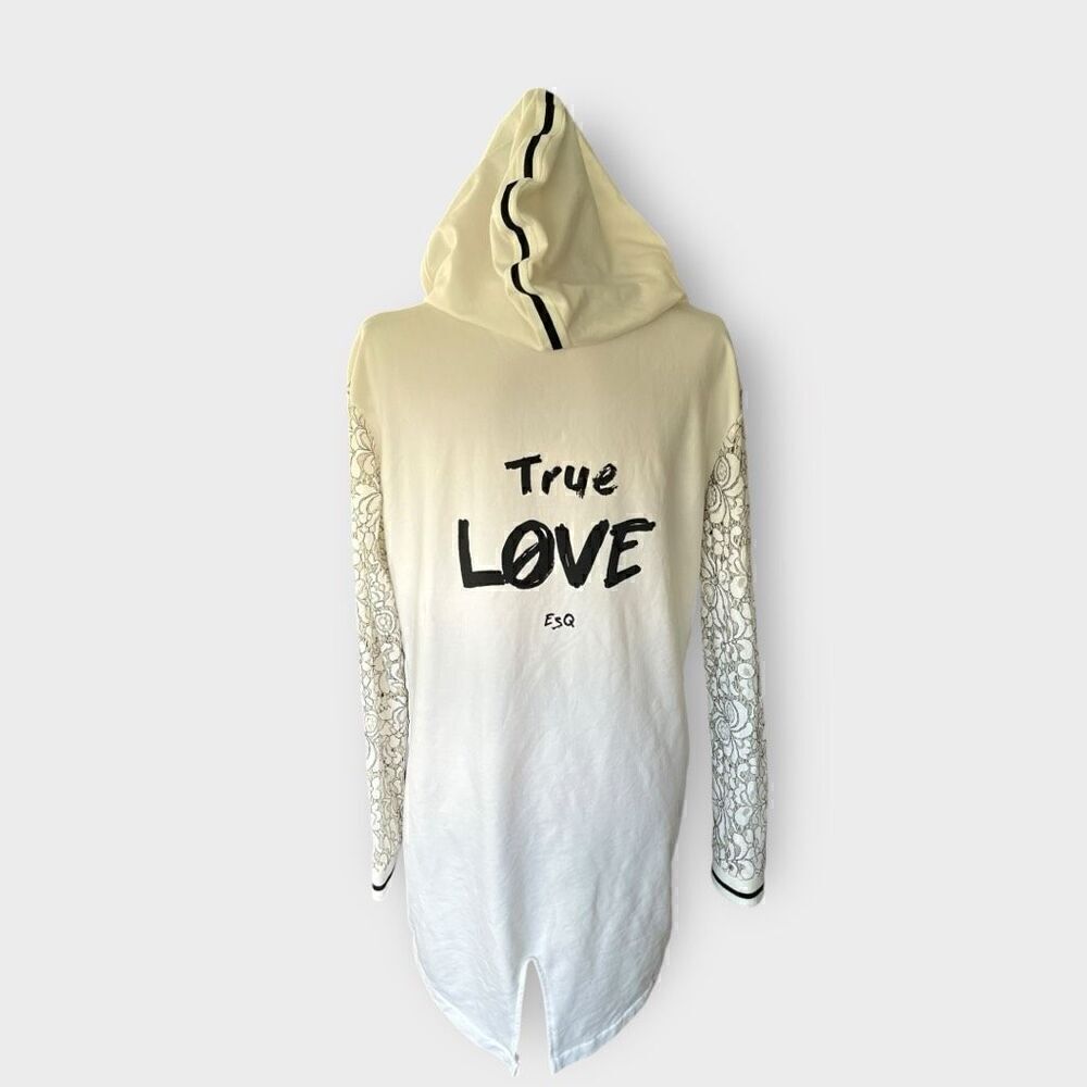 Vintage Esqualo Women’s Small White Embroidered Full Zip Jacket Coat Hooded - Picture 7 of 16